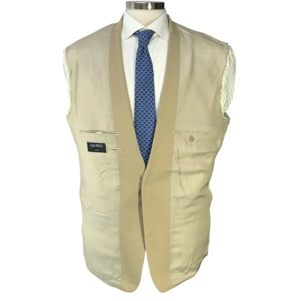 Ralph Lauren LRL Mens Size 44L Sport Coat Jacket Blazer Khaki RECENT *BLEMISHED